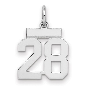 Black Bow Jewelry Sterling Silver, Athletic Collection, Small Polished Number 28 Pendant - 1 of 3