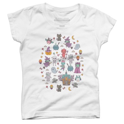 Girl's Design By Humans Cute Halloween By kostolom3000 T-Shirt