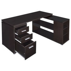 Vynxaria L-Shaped Computer Desk with 3 Drawers & Storage Shelves, Corner Workstation for Home Office - 1 of 4
