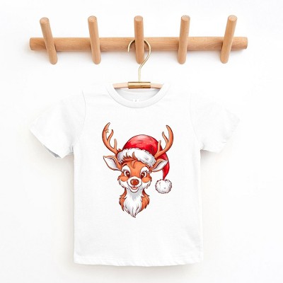 The Juniper Shop Cute Reindeer Head Toddler Short Sleeve Tee