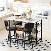 Hooseng 3-Piece Dining Table Set for Kitchen Breakfast Nook, Bar Table Set with Storage Shelves, with Counter Height Faux Marble Table, Grey - 4 of 4