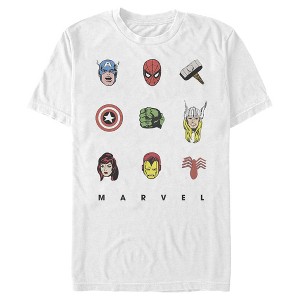 Men's Marvel Hero Face Tic-Tac-Toe T-Shirt - 1 of 4