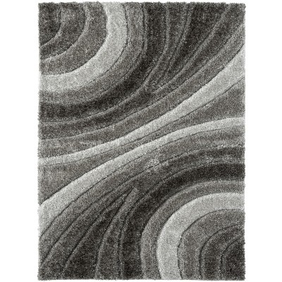 Gray Geometric Shag 5' x 7' Synthetic Area Rug
