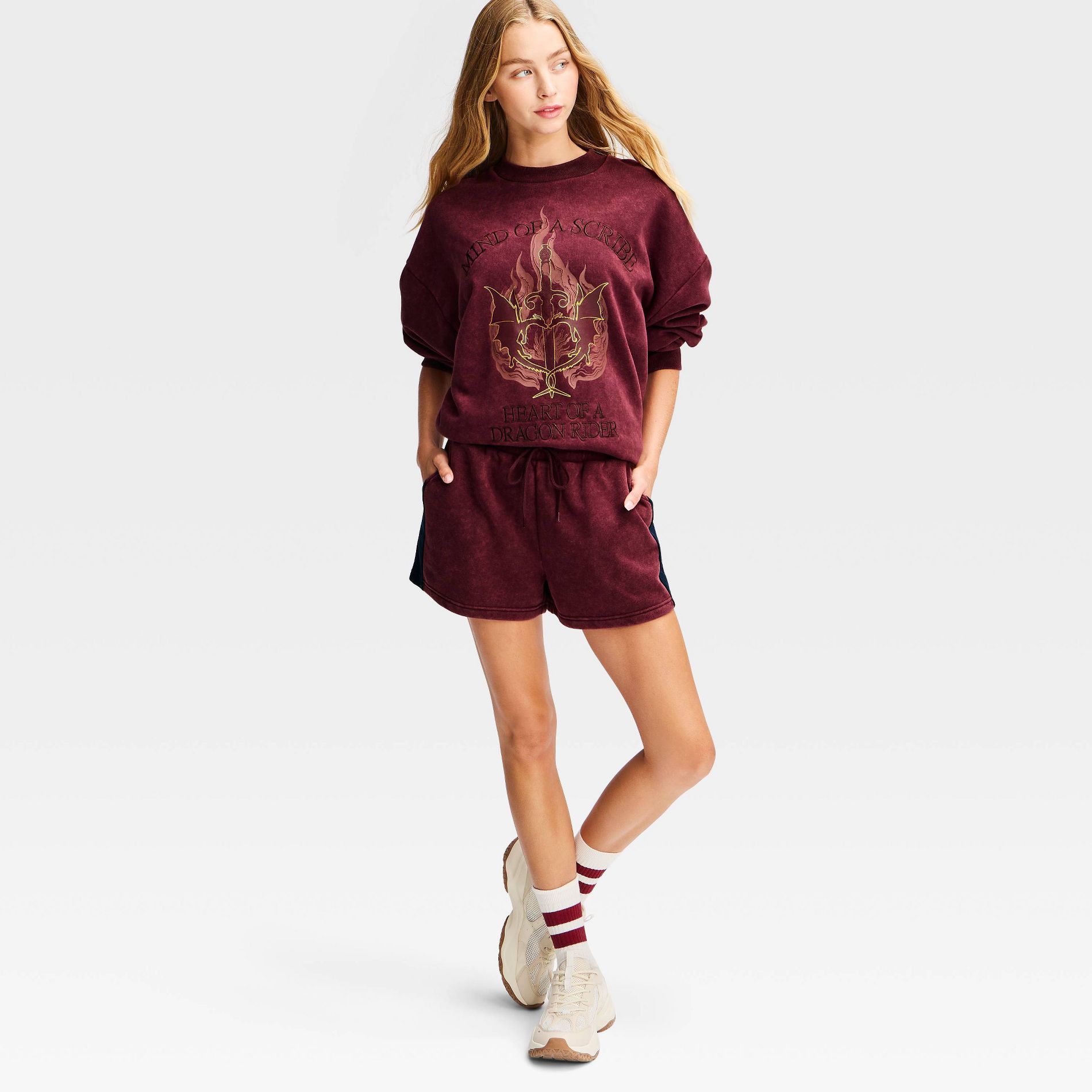 Women's Fourth Wing Fleece Graphic Pull-On Shorts - Maroon