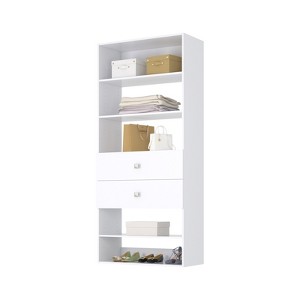 HOMLUX Custom Closet System Clothes Shoes Storage w/2-Flat Drawer & 5-Shelf Tower Unit,White - 1 of 4