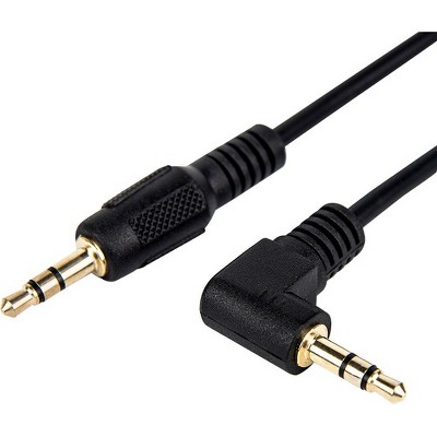 Rocstor Premium Slim 3.5mm to Right Angle Stereo Audio Cable 3 ft - M/M - Mini-phone Male Stereo Audio