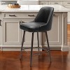HomeRoots 26" Black And Bronze Faux Leather And Steel Counter Height Swivel Bar Chair - 2 of 4