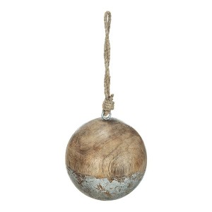TopComfy Decorative Object Wood Christmas Ball Ornaments Set of 4 for Holiday Party Decorations, Brown, 4"*4"*4" - 1 of 4