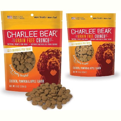 Charlee Bear Crunch Chicken, Pumpkin & Apple Flavor Dog Treat (2 Pack) - 8 oz