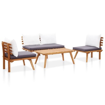 vidaXL Garden Lounge Set Natural wood, Dark grey, White