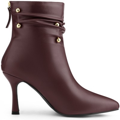 BLISSFUL STEP Pointed Toe Stiletto Heel Slouch Ankle Boots for Women