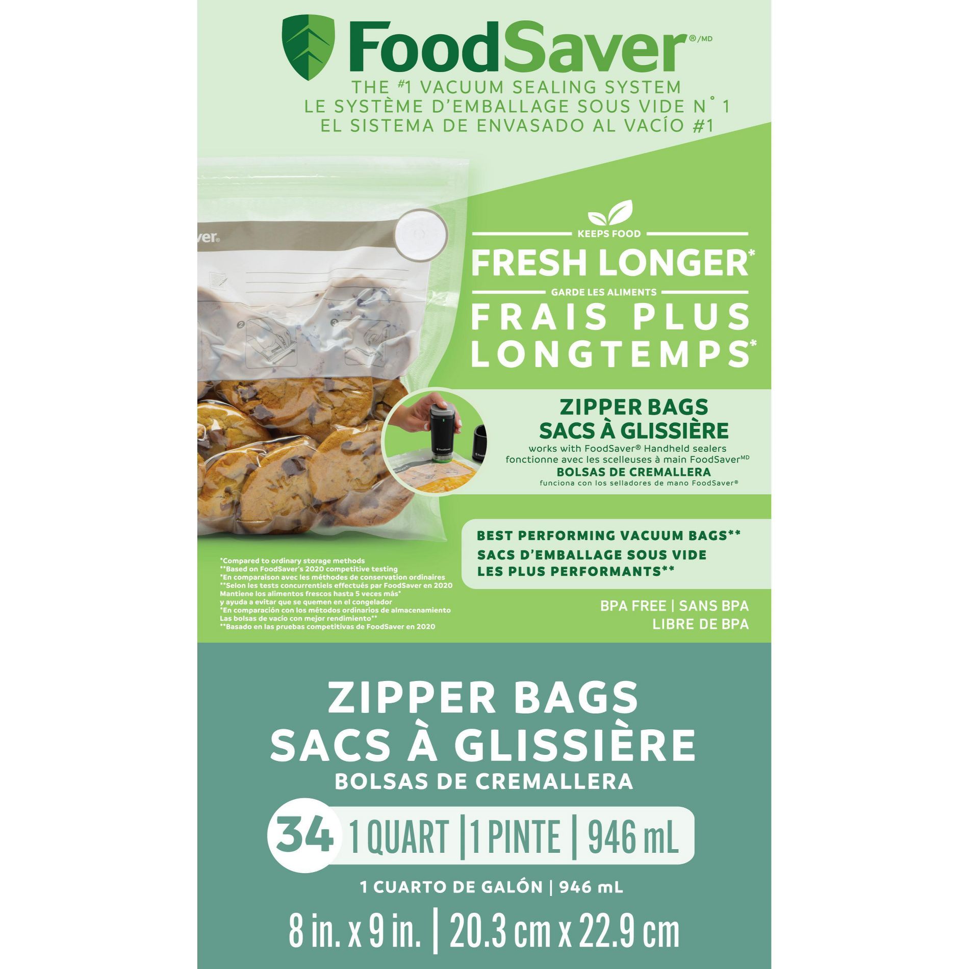 FoodSaver 34ct Zipper Bags with Handheld Vacuum Sealers
