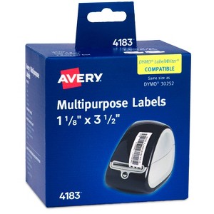 Avery Direct Thermal Roll Labels, 1-1/8" x 3-1/2", White, 350 Multipurpose Labels Per Roll, 2 Rolls (4183) - 1 of 4