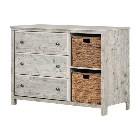 Cotton Candy 3 Drawer Dresser With Baskets Seaside Pine South
