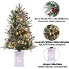3FT Small Pre-Lit Artificial Christmas Tree with 78 LED Lights, Snow Flocked Xmas Tree with Red Berries, Pine Cones, Timer/Battery-Operated Base - 2 of 4