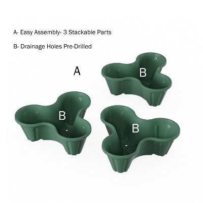 Hunter Green 3-Tier Space-Saving Stacking Planter for Indoors & Outdoors