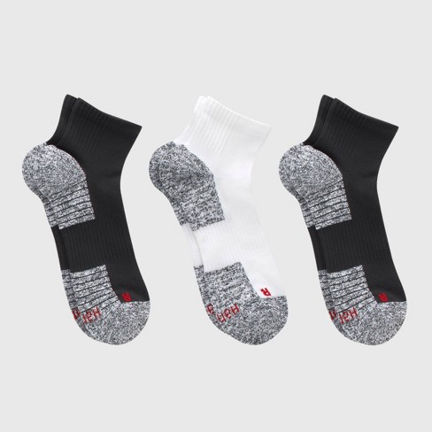 Hanes Premium Men's Nylon Performance Ankle Socks 3pk - Black 6-10 : Target