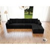 131.9"68.9" Plush Corduroy 4-Piece Modular Sectional Sofa with No Assembly Required and Comfortable Chaise Lounge - 2 of 4
