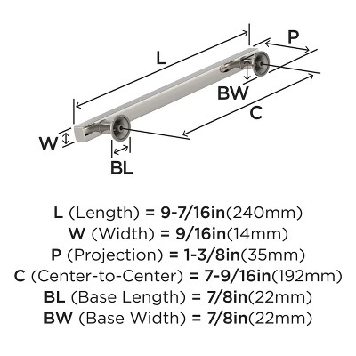 Polished Nickel Modern Cabinet Drawer Pull with Mounting Hardware