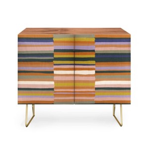 Gigi Rosado Brown Striped Pattern Walnut Credenza - Deny Designs - 1 of 3