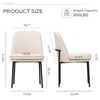 Set of 2 Modern Fabric Dining Chairs with Curved Back and Metal Legs, Upholstered Side Chairs for Dining Room, Kitchen, or Office - Beige - 3 of 4