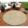 Beige And Ivory Abstract Washable Indoor Outdoor Area Rug - 2 of 4
