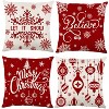 4 Pack Buffalo Plaid Red Christmas Throw Pillow Covers, 18x18in - 2 of 4