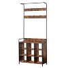 CAVINAS Hall Tree with 5 Hooks Simple Coat Rack with Shoe Rack and Bench for Entryway - 2 of 4