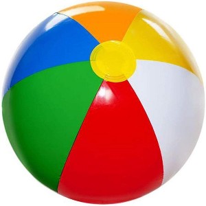 4E's Novelty Beach Balls (24 Pack) - 16" Rainbow Inflatable Beach Balls, Pool & Summer Toys, Party Favors for Kids & Adults - 1 of 4