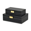 Cheung's Lithos Vintage Rectangular Style Set of 2 Boxes with Stitched Accents & Gold Handles - Black - 4 of 4