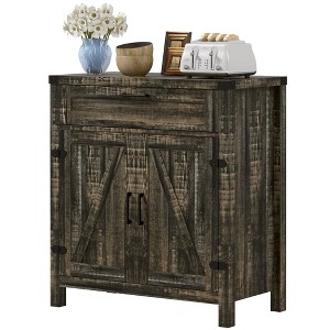 Modern Farmhouse Sideboard with Storage, Buffet Cabinet with 2 Barn Doors and Drawer for Dining Room - 1 of 4