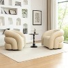SEYNAR Modern Glam PU Leather 360 Degree Swivel Accent Armchair with Metal Base Set of 2 - 3 of 4