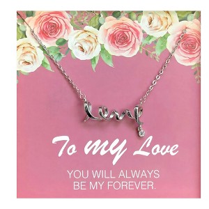 To My Love Greeting Card Sterling Silver Love Necklace Womens Ginger Lyne Collection - 1 of 4