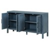 Sideboard Buffet Cabinet, Kitchen Pantry Cabinet W/2 Adjustable Shelves, 4 Doors, Closed Texture Pattern, Retro Mirror Dining Cabinet for Living Room - 2 of 4