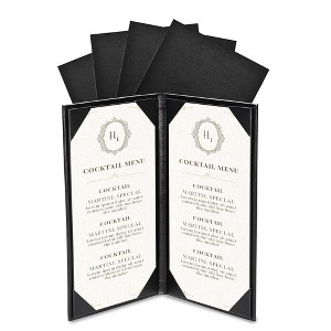 WeChef 5 Pack Restaurant Menu Covers 5"x9" 2 View PU Leather with Angled Corners for Wine List Bar Hotel Bristo - 1 of 4