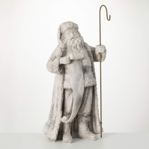 31.5"H Sullivans Large Frosted Santa Figure  Christmas Decor  Gray - 1 of 4