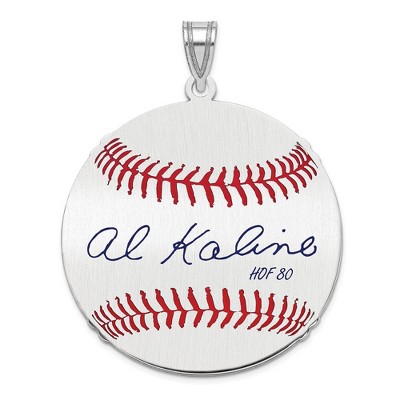 Black Bow Jewelry Sterling Silver Al Kaline Signature LG Enamel Baseball Pendant