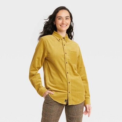 Houston White Adult Woven Cord Button-Down Shirt - Yellow