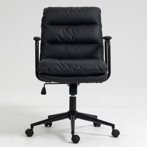 ChicFurnit Task and Office Chairs PU Leather Office Chair Swivel Chair Adjustable Ergonomic Chair for Home Office, Black, 25.9"*21.2"*37.8" - 1 of 4