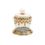 Classic Touch Hammered Glass Canisters with Gold Design and Marble Lid - Small