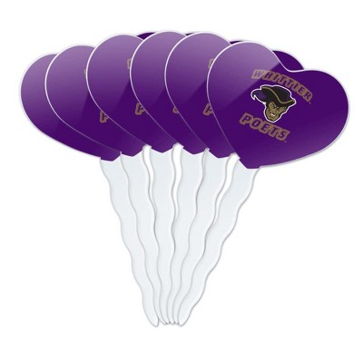 Whittier College Poets Logo Heart Love Cupcake Picks Toppers Decoration Set of 6