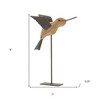 HomeRoots Set of Two 8" Natural Wood And Metal Bird Figurine Tabletop Sculpture - 3 of 4