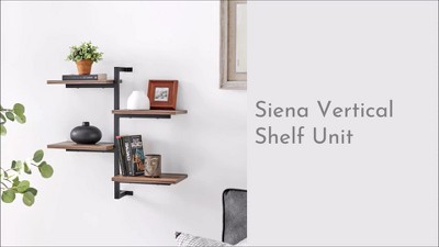 Black/Natural Small Vertical Floating Wall Shelf