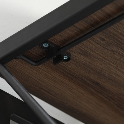 Brown Foldable Wood and Metal Writing Desk