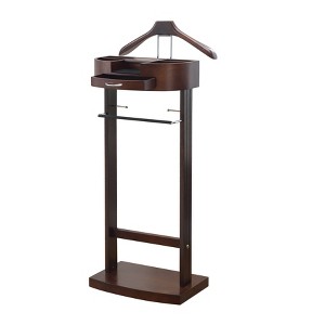 Crescent Moon Drawer Top Tray Contour Hanger Trouser Bar Valet Stand Dark Walnut - Proman Products: Elegant Storage & Organization - 1 of 4