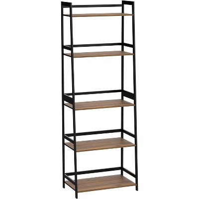 Bookcase, White Bookcase Storage Shelves,Industrial Modern Bookshelves, Small Desk Organizer