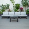 LeisureMod Chelsea 5-Piece Outdoor Patio Sectional Set with Coffee Table – Black Aluminum Frame, Cushions, Weather-Resistant - 3 of 4
