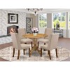 HomeStock 5-Piece Round Natural Oak Finish Solid Wood Top Dining Table with 4 Parson Chair - 2 of 4