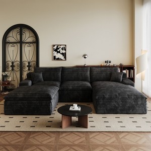 MAYEERTY 106" Modular Sofa Black - 106" Black Modular, Corduroy, No Assembly, Fits Small Apartment - 1 of 4
