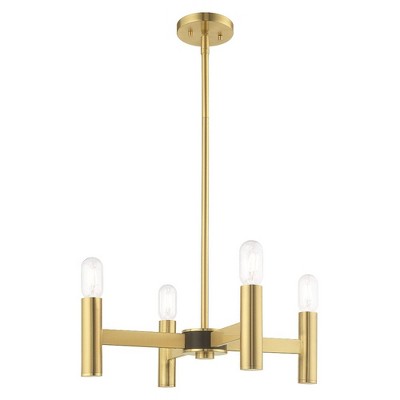 Copenhagen Satin Brass 4-Light Mini Industrial Chandelier